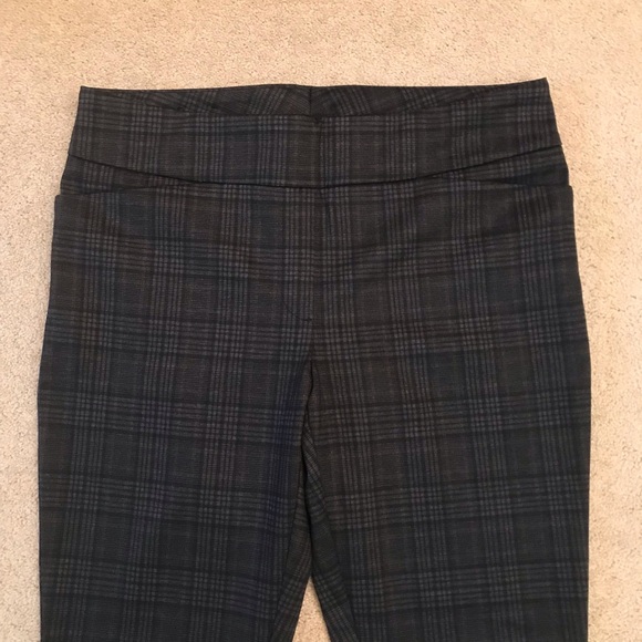 Dalia Pull On Plaid Jeggings Womens Large Charcoal Grey Pockets Academia Office - Picture 6 of 11